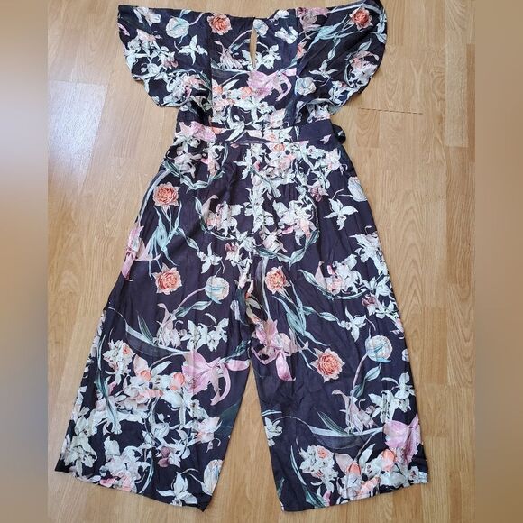 🔆 CITY CHIC 🔆 Floral Satin Cropped Jumpsuit - [size 18 in Black] - Picture 6 of 14